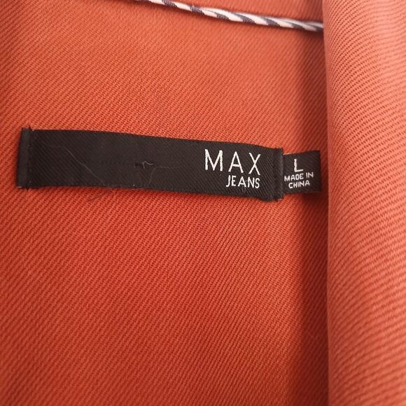 Max Jeans Military Style Drape Long Length Open Front Jacket Dusty Orange - Picture 8 of 10